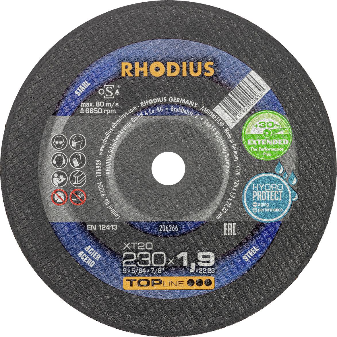 Rhodius 206266 Vágótárcsa, egyenes 230 mm 1 db Acél