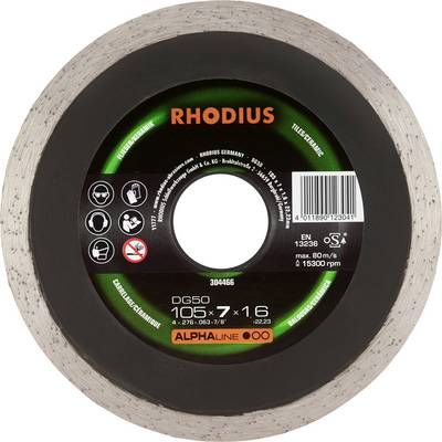 Rhodius 304466 Gyémánt bevonatú vágótárcsa 105 mm 1 db Csempe, Kerámia