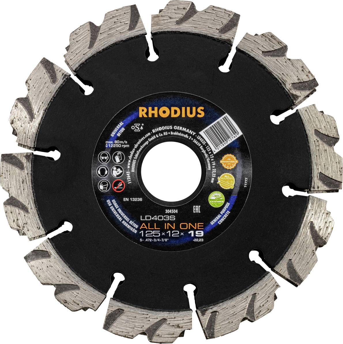 Rhodius 304504 Gyémánt bevonatú vágótárcsa 125 mm 1 db Beton