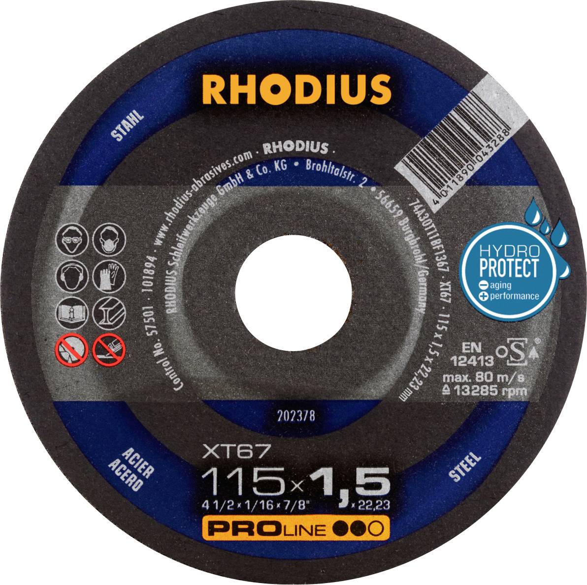 Rhodius 202378 Vágótárcsa, egyenes 115 mm 1 db Acél