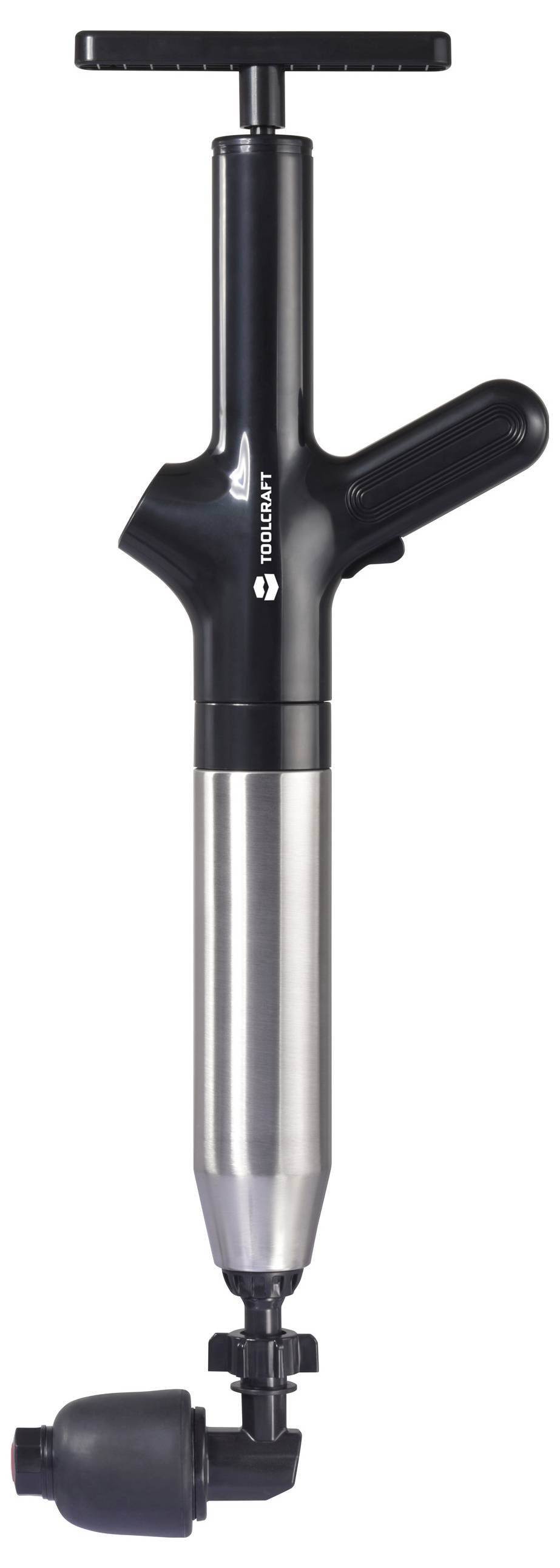 Egy fekete és ezüst színű bornyitó emelőkaros mechanizmussal és T-alakú fogantyúval, amely könnyen lehetővé teszi a borospalakok kinyitását.