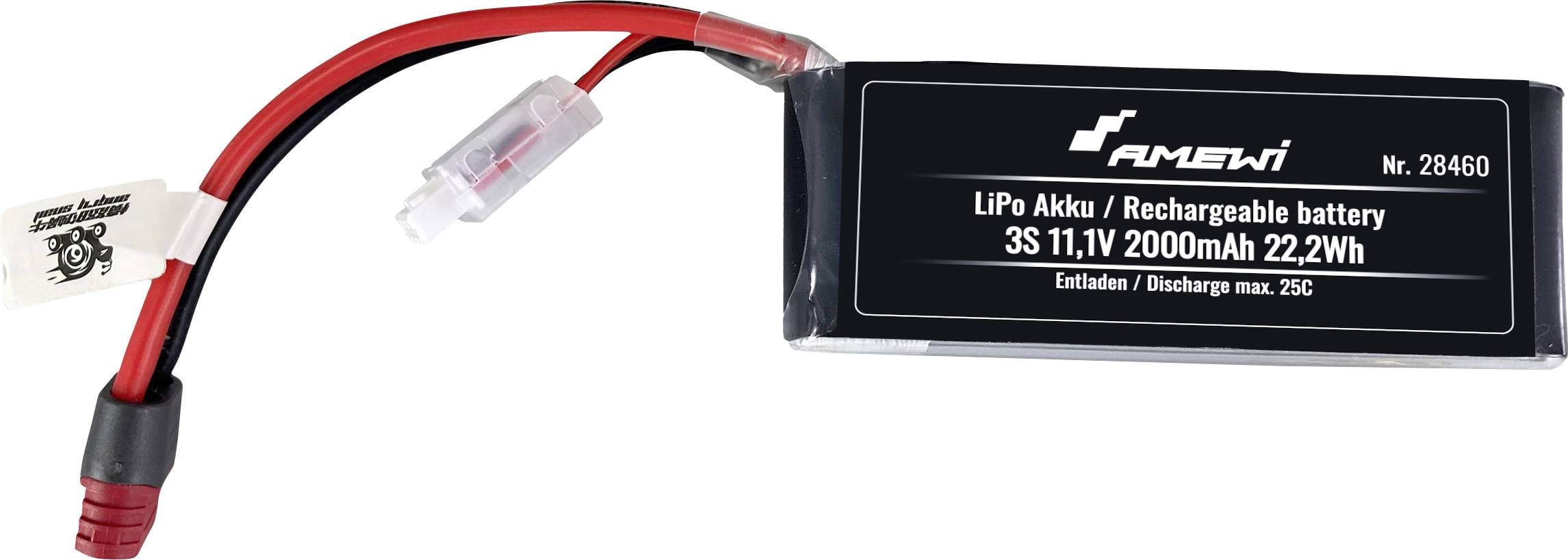 Amewi Akkucsomag, LiPo 11.1 V 2000 mAh Cellaszám: 3 50 C Soft doboz T-dugó