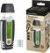 Egy zöld kijelzős, elemes nedvességmérő készülék, amely részletes információkat és funkciókat tartalmazó csomagolásban kerül forgalmazásra.