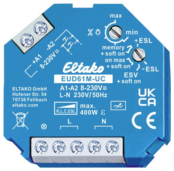 Eltako 61100903 Univerzális dimmelő kapcsoló Alkalmas fényforrásokhoz: Halogén izzó, Energiatakarékos izzó, Izzó, LED-es izzó Kék