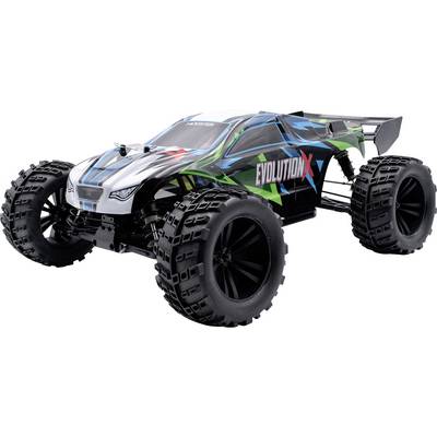 MODSTER Evolution X Kék, Zöld Brushed 1:10 RC modellautó Elektro Monstertruck 4WD RtR 2,4 GHz Akkuval és töltőkábellel