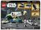 LEGO Star Wars szett, amely egy csillaghajót tartalmaz három mini-figurával. A doboz képeket tartalmaz, amelyek részletezik a hajó jellemzőit és kiegészítőit.