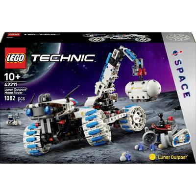 'LEGO Technic Holdállomás Hold Járműve' készlet doboz. Egy holdfelszíni háttérrel ellátott űrjármű építményt tartalmaz. 10 éves kortól ajánlott, 1082 darabos készlet.