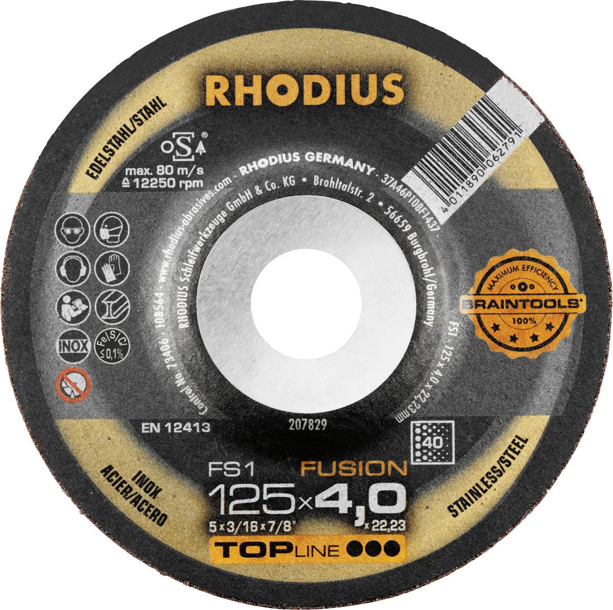 Rhodius 209093 FS1 FUSION Csiszolókorong Nemesacél, Acél 10 db