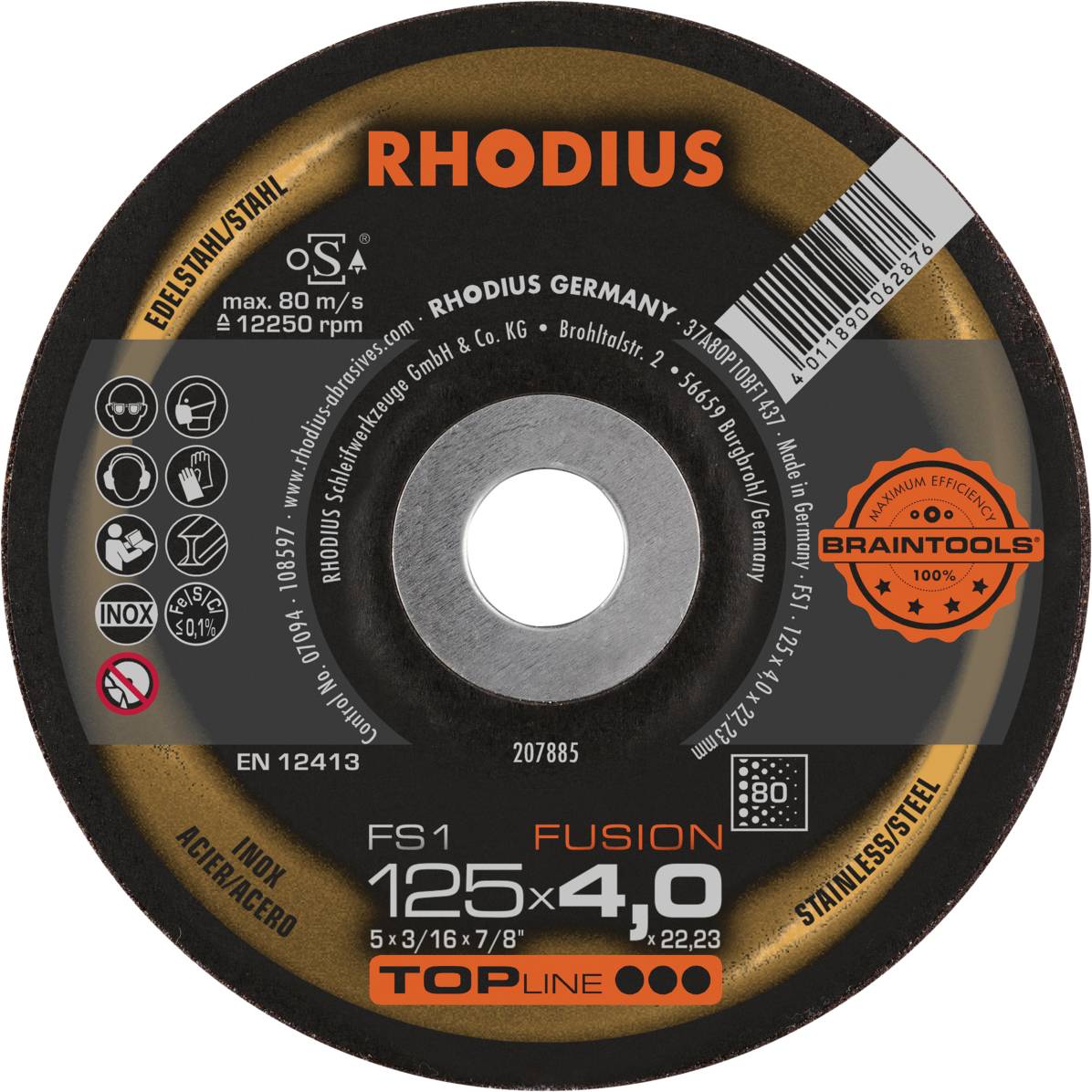 Rhodius 207885 FS1 FUSION Csiszolókorong Nemesacél, Acél 10 db