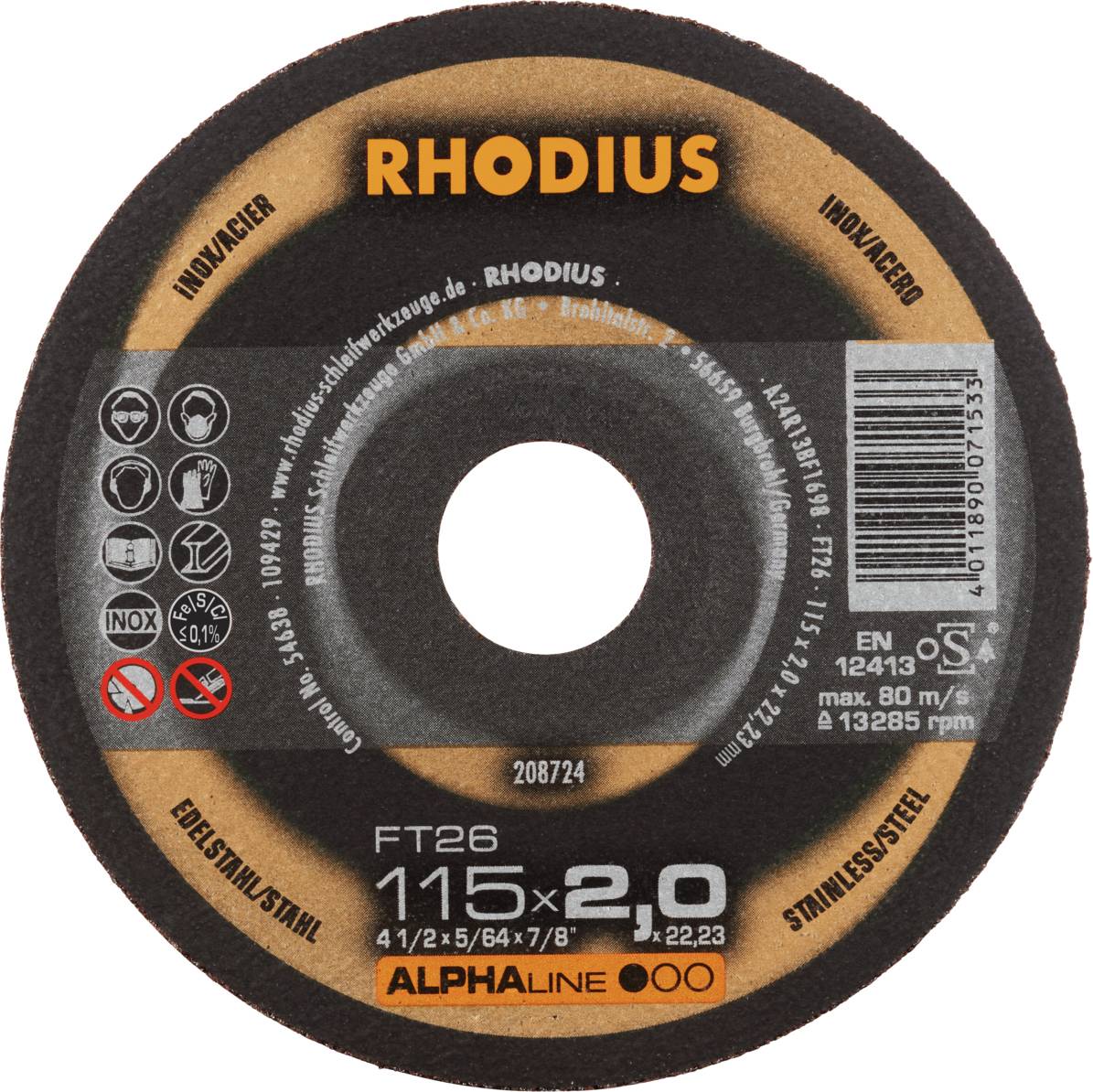 Rhodius FT26 208724 Vágótárcsa készlet 25 db Nemesacél, Acél