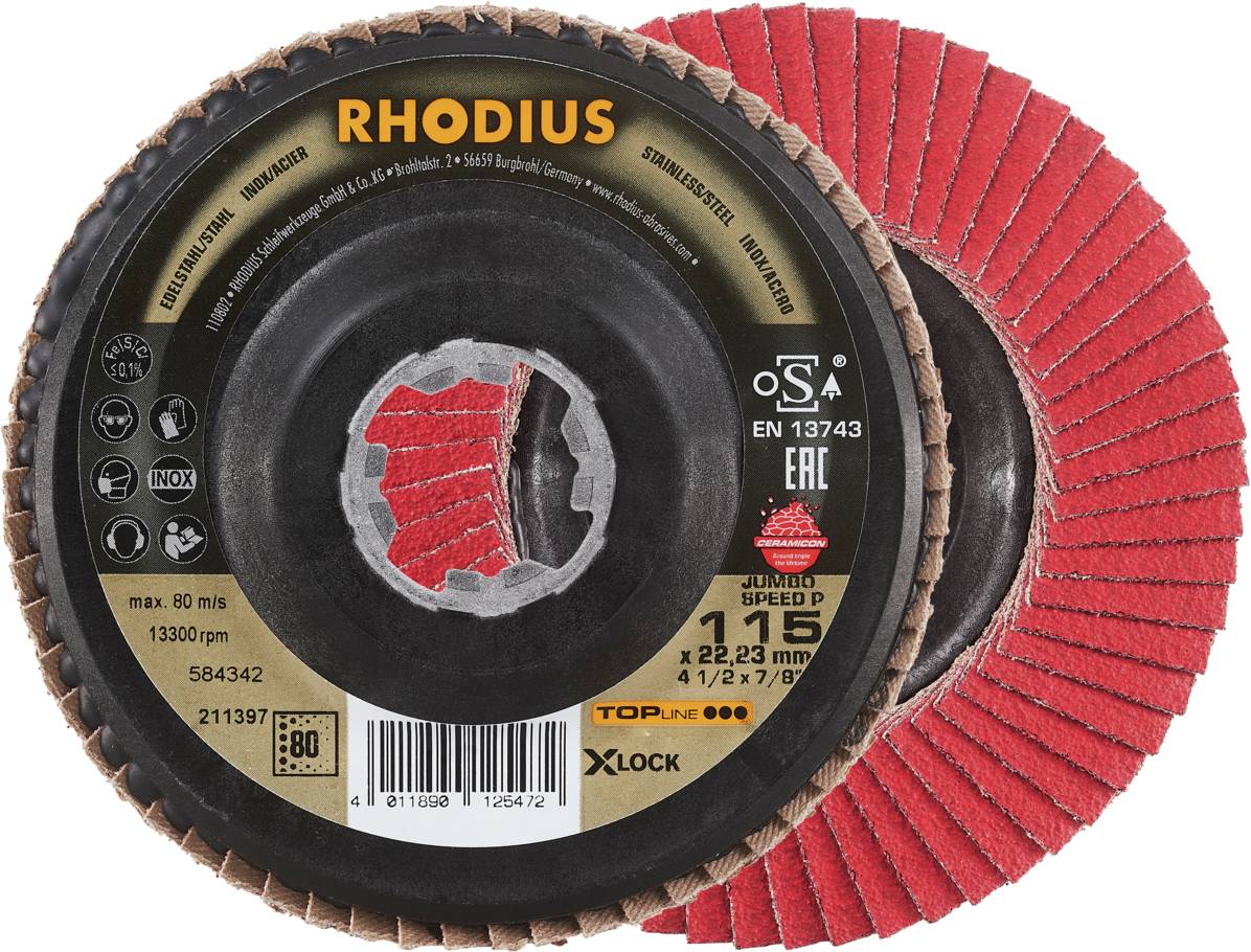 Rhodius 211397 JUMBO SPEED P X-LOCK Felületcsiszoló korong Nemesacél, Acél 10 db