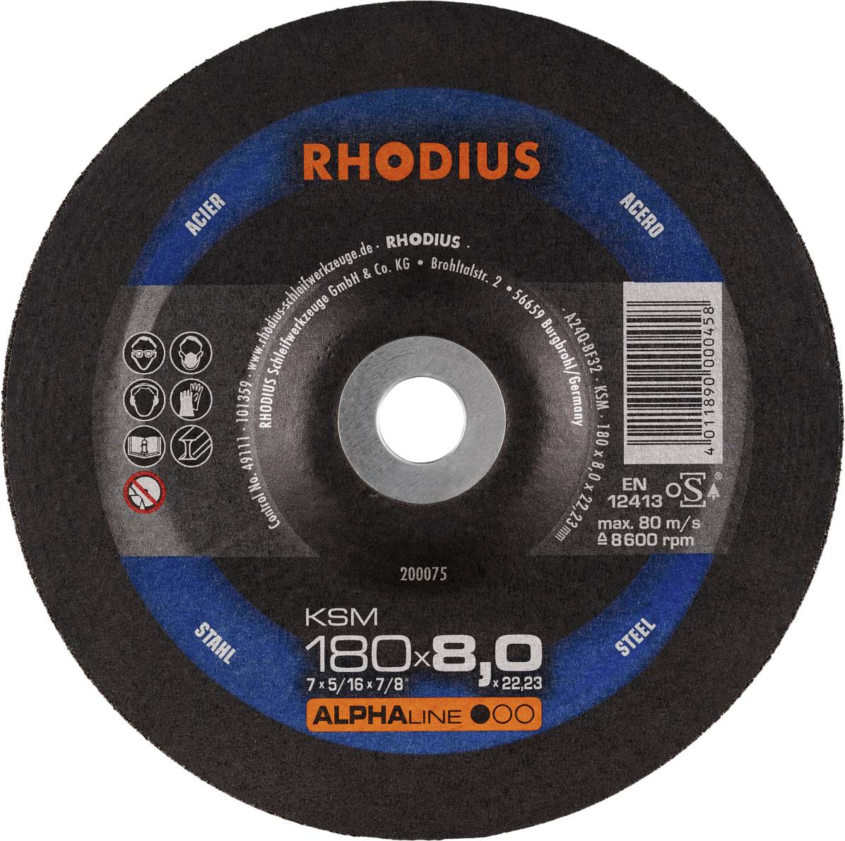 Rhodius 200075 KSM Csiszolókorong Acél 10 db