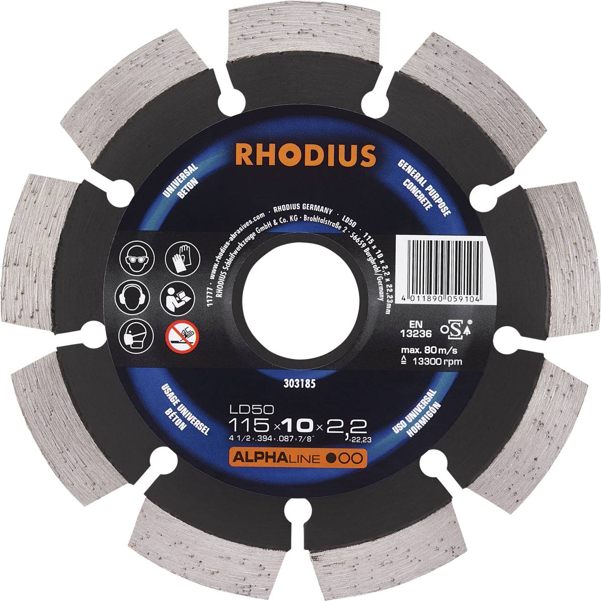 Rhodius LD50 303185 Gyémánt bevonatú vágótárcsa 1 db Beton