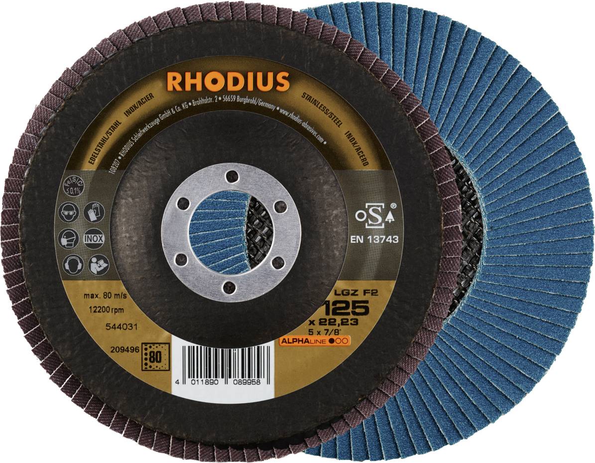 Rhodius 209496 LGZ F2 Felületcsiszoló korong Szemcsézet 80 Nemesacél, Acél 10 db