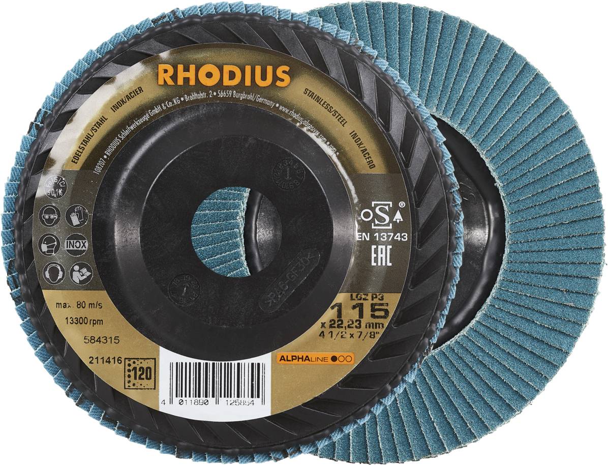 Rhodius 211416 LGZ P3 Felületcsiszoló korong Szemcsézet 120 Nemesacél, Acél 10 db