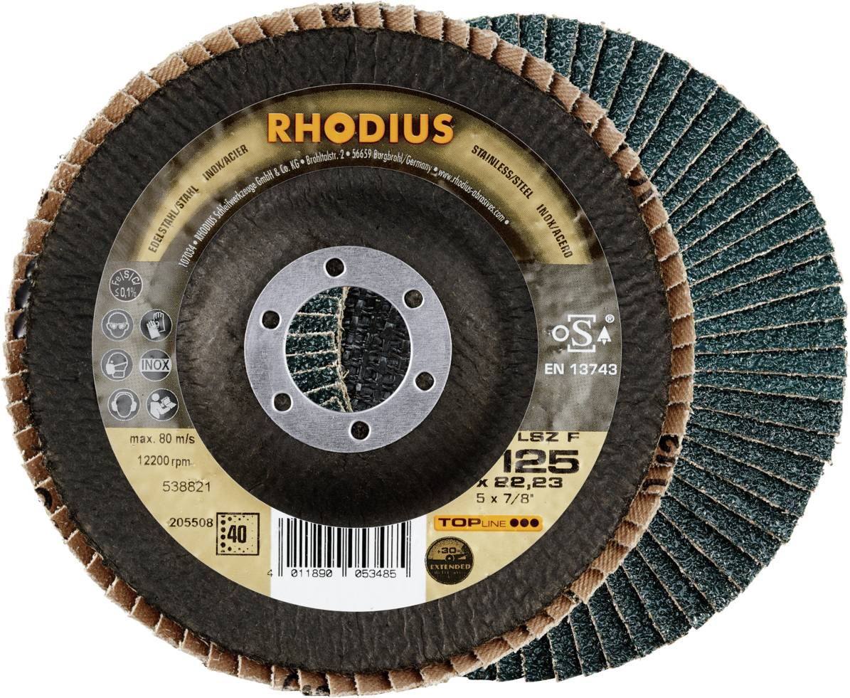 Rhodius 205508 LSZ F EXTENDED Felületcsiszoló korong Szemcsézet 40 Nemesacél, Acél 10 db