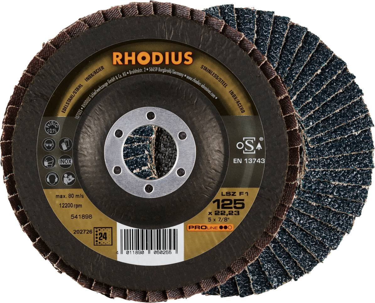 Rhodius 202726 LSZ F1 Felületcsiszoló korong Szemcsézet 24 Nemesacél, Acél 10 db
