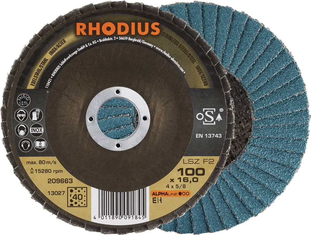 Rhodius 209663 LSZ F2 Felületcsiszoló korong Szemcsézet 40 Nemesacél, Acél 10 db