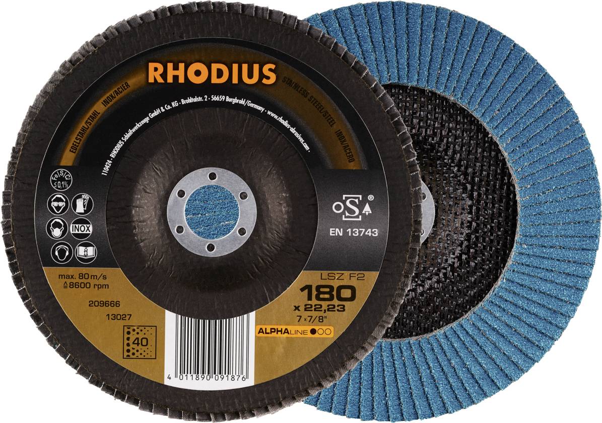 Rhodius 209666 LSZ F2 Felületcsiszoló korong Szemcsézet 40 Nemesacél, Acél 10 db