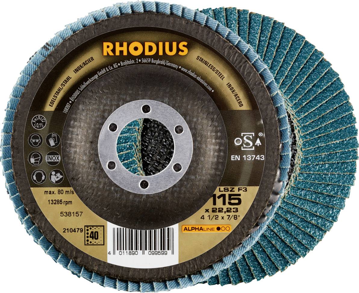 Rhodius 212044 LSZ F3 Felületcsiszoló korong Szemcsézet 40 Nemesacél, Acél 10 db
