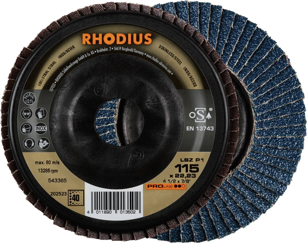 Rhodius 202523 LSZ P1 Felületcsiszoló korong Szemcsézet 40 Nemesacél, Acél 10 db