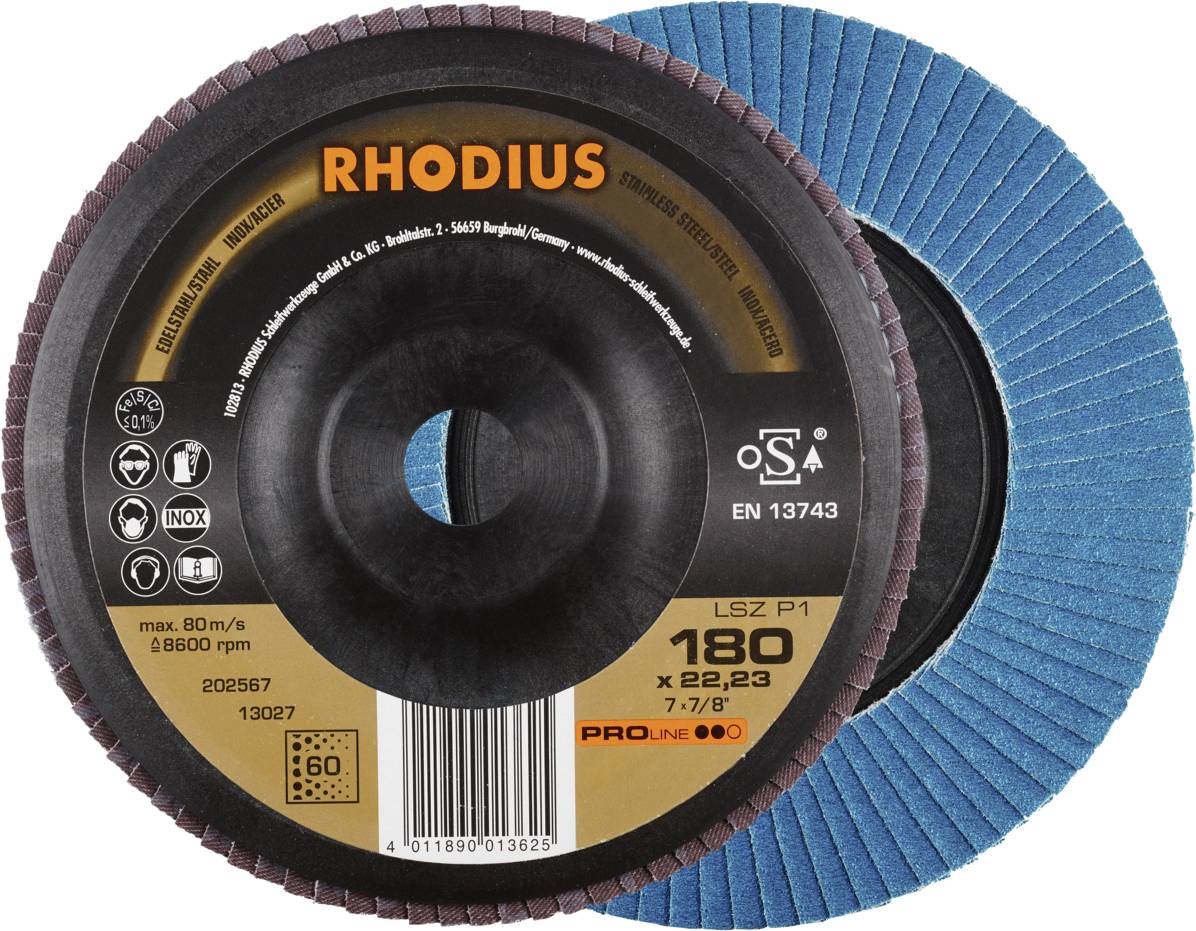 Rhodius 202567 LSZ P1 Felületcsiszoló korong Szemcsézet 60 Nemesacél, Acél 10 db