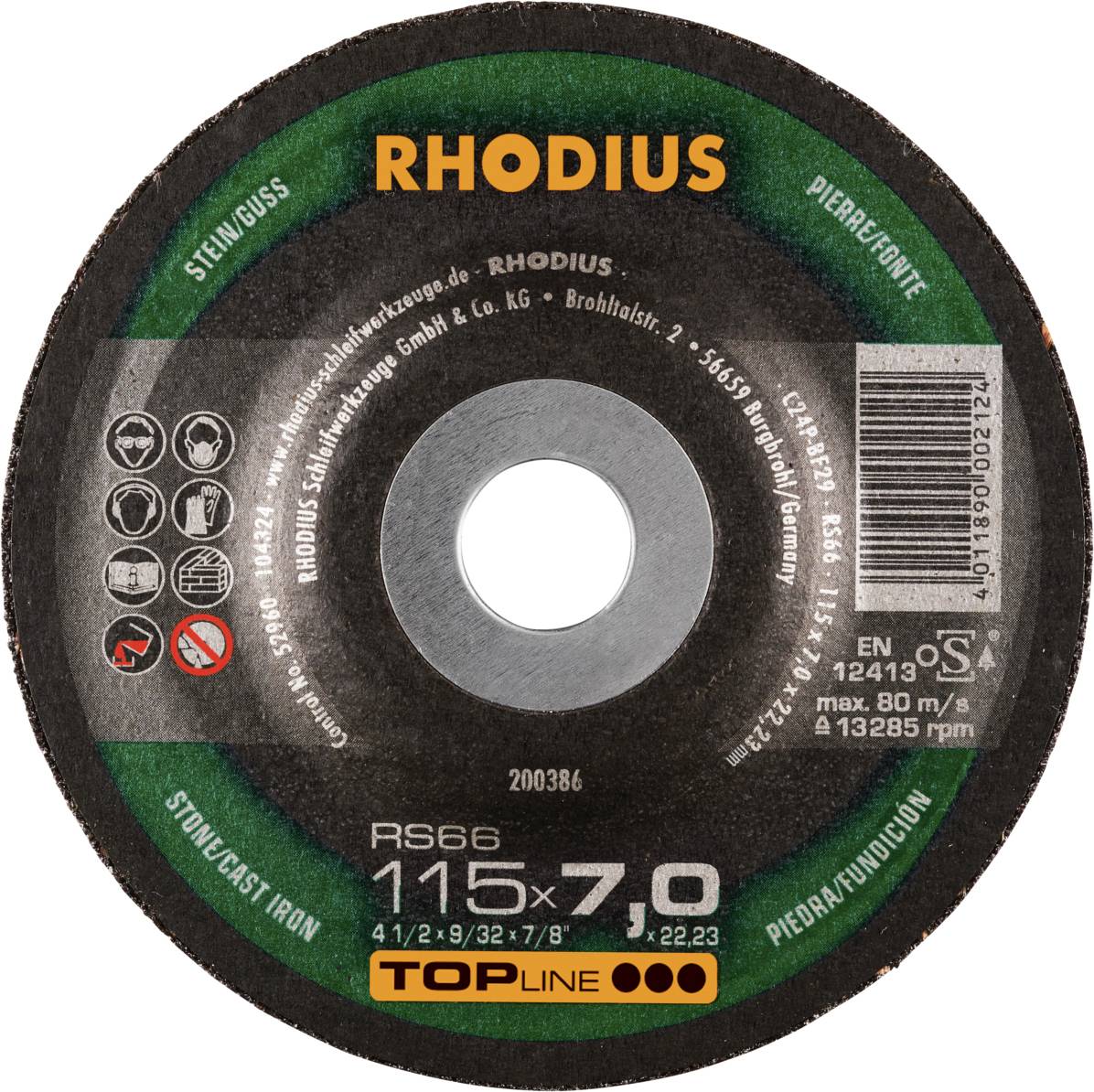 Rhodius 200386 RS66 Csiszolókorong Kő, Öntvény 25 db