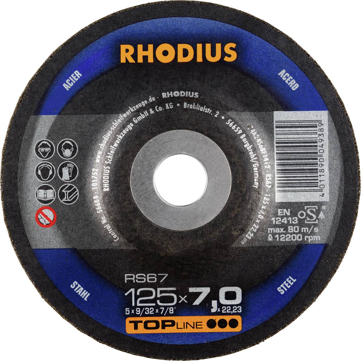 Rhodius 200141 RS67 Csiszolókorong Acél 25 db