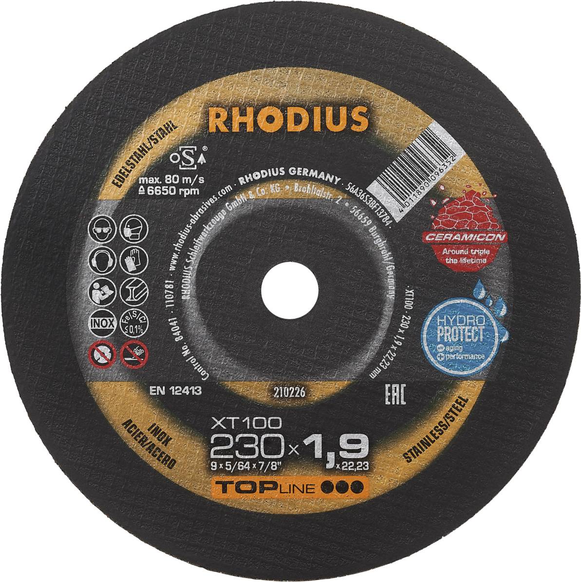Rhodius XT100 210226 Vágótárcsa 25 db Nemesacél, Acél
