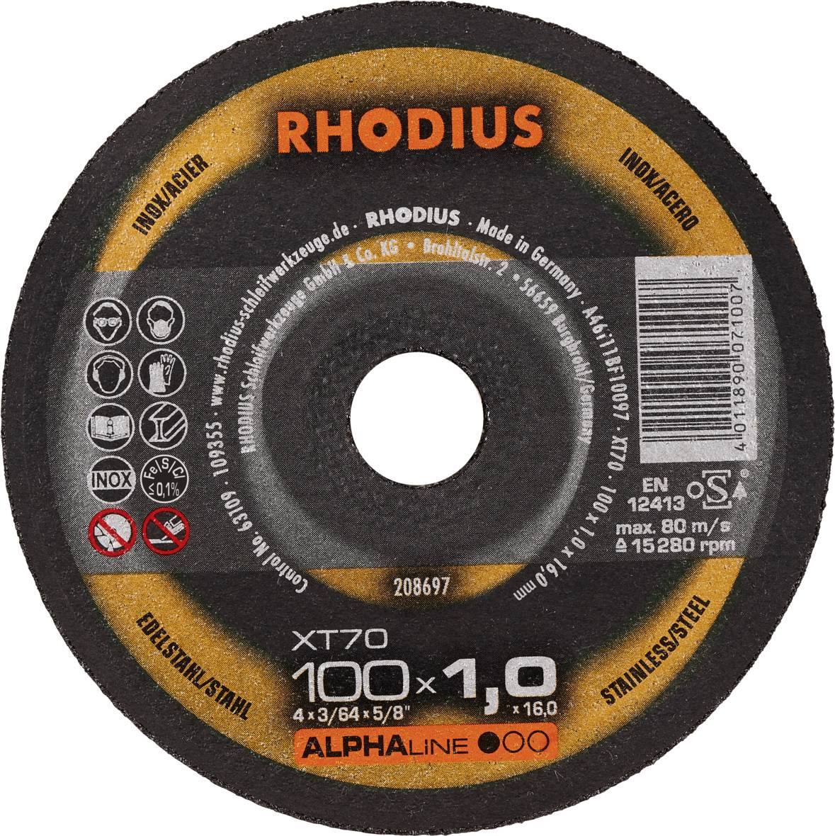 Rhodius XT70 208697 Vágótárcsa 50 db Nemesacél, Acél