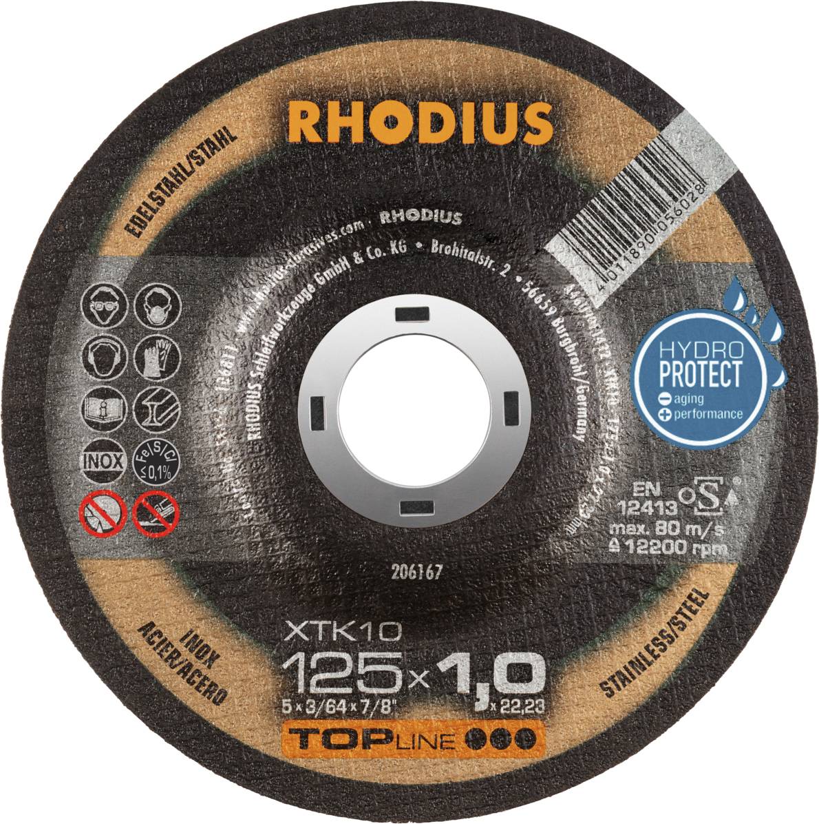Rhodius XTK10 206167 Vágótárcsa 50 db Nemesacél, Acél