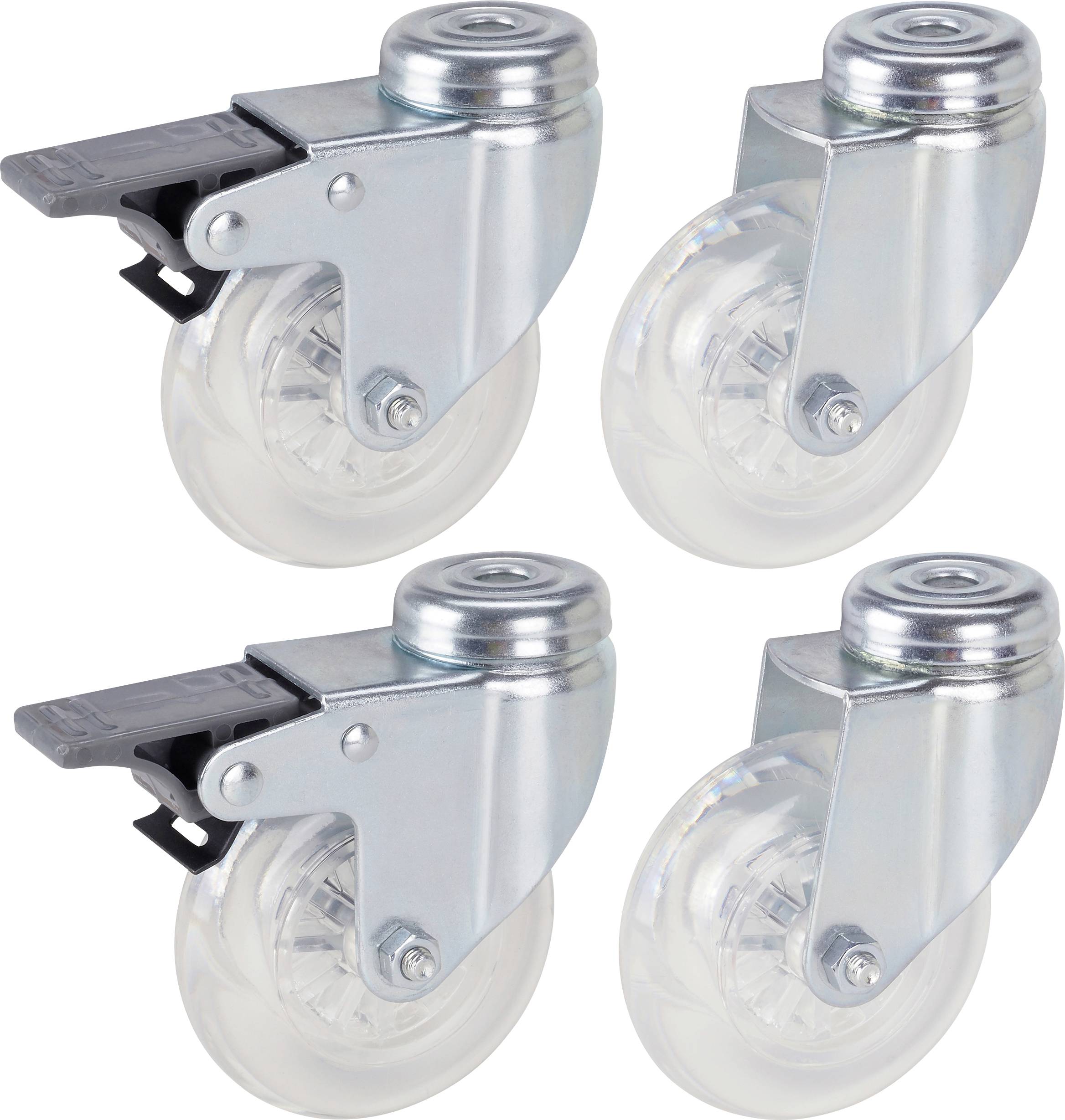 dörner + helmer 4506551 Forgóvillás görgő, rögzítővel KerékØ: 75 mm Teherbírás (max.): 50 kg 4 db