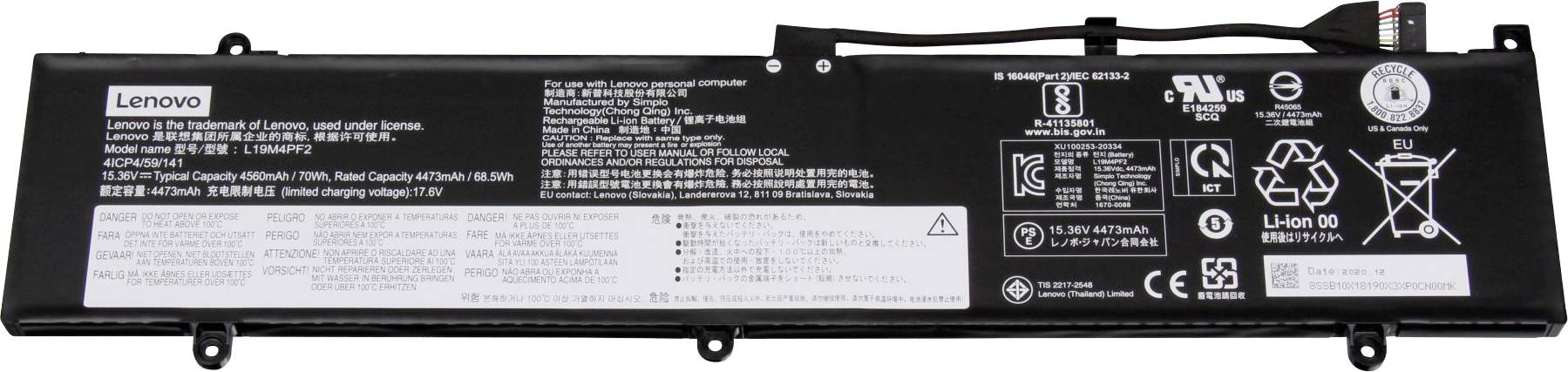 Lenovo Notebook akku Akku 5B10X18187 15.36 V 4560 mAh Lenovo