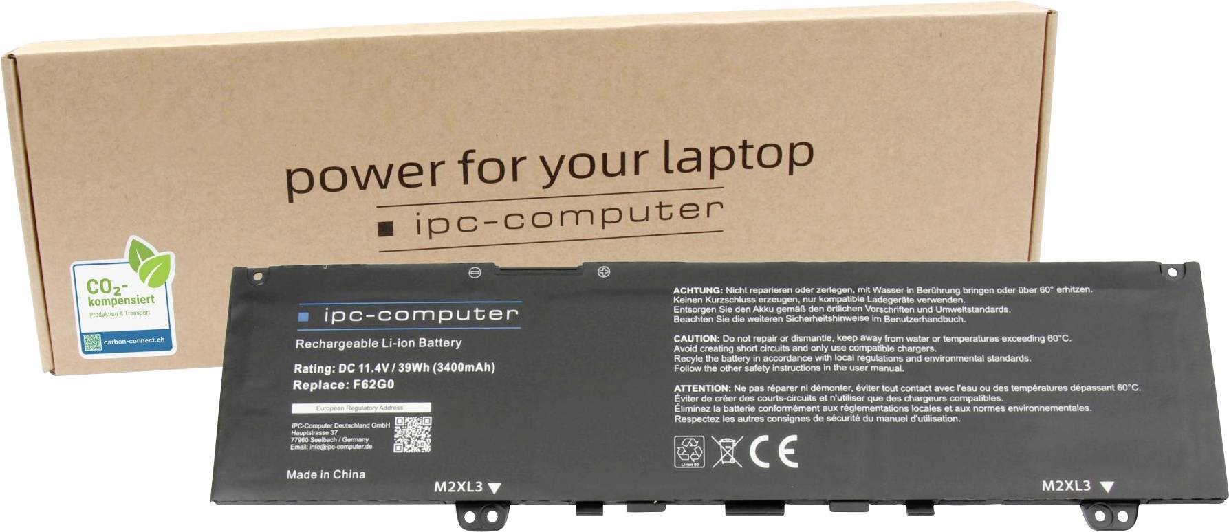 ipc-computer Notebook akku Akku F62G0 39WH 11.55 V 3200 mAh IPC-Computer