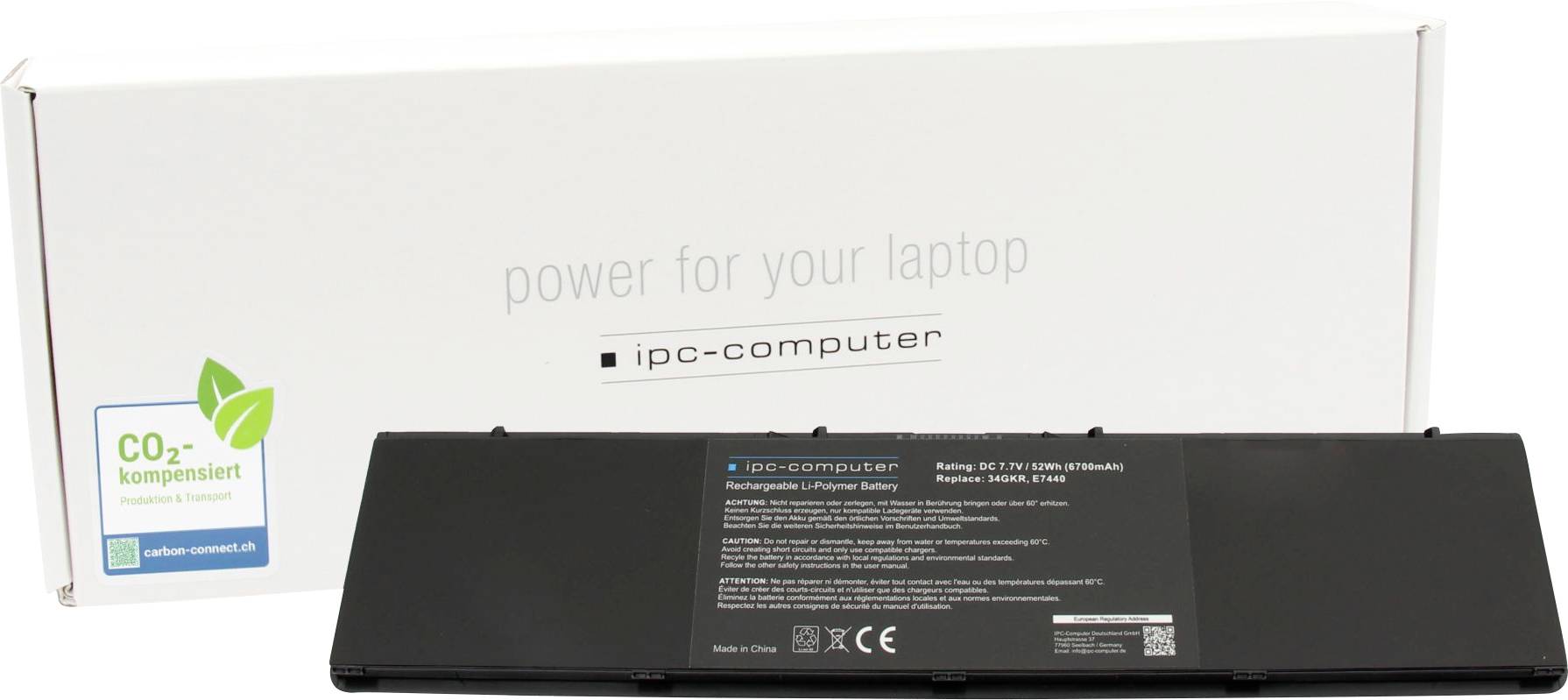 ipc-computer Notebook akku Akku 34GKR 52Wh REPLACE 7.70 V 6700 mAh IPC-Computer