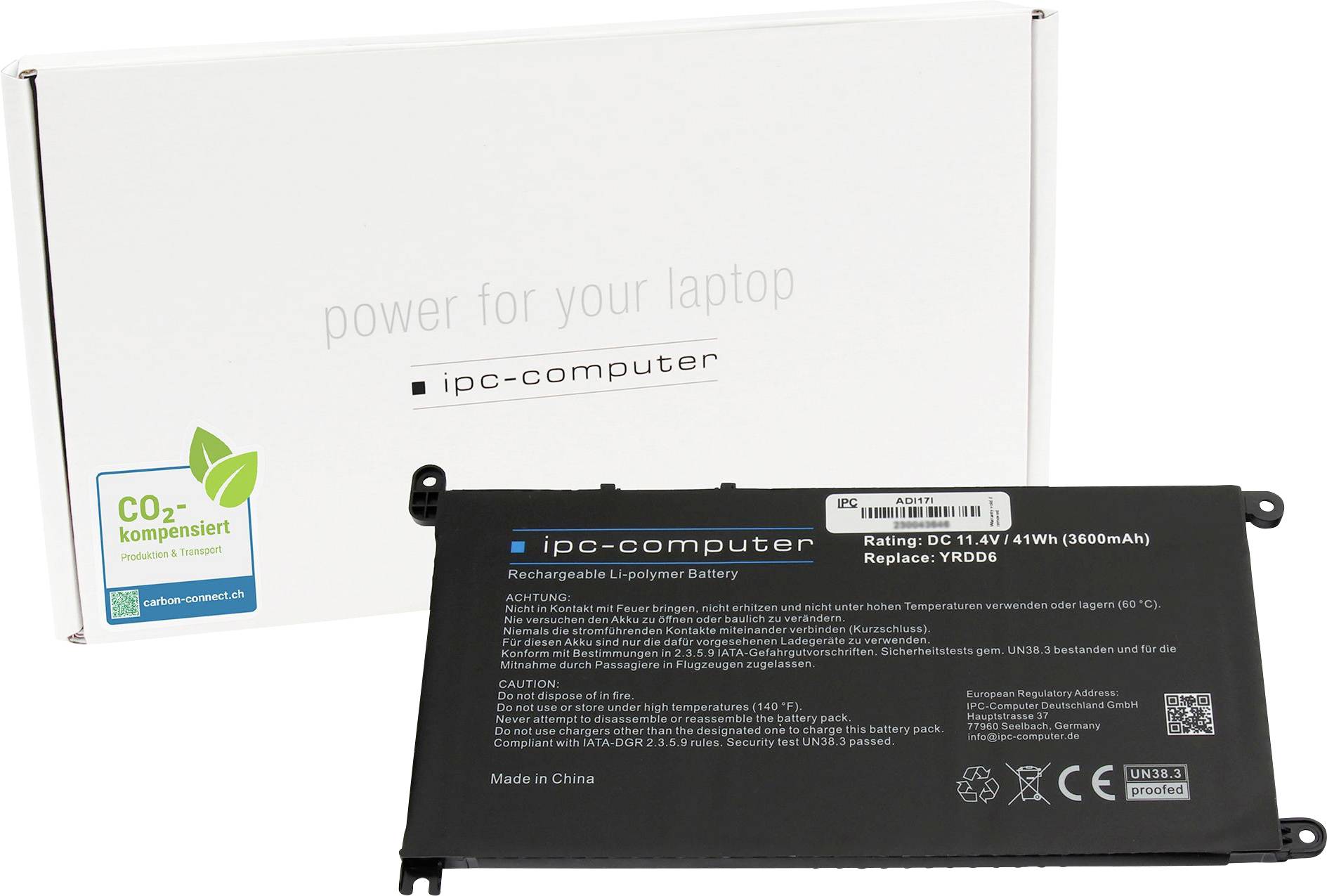 ipc-computer Notebook akku Akku YRDD6 REPLACE 11.40 V 3600 mAh IPC-Computer