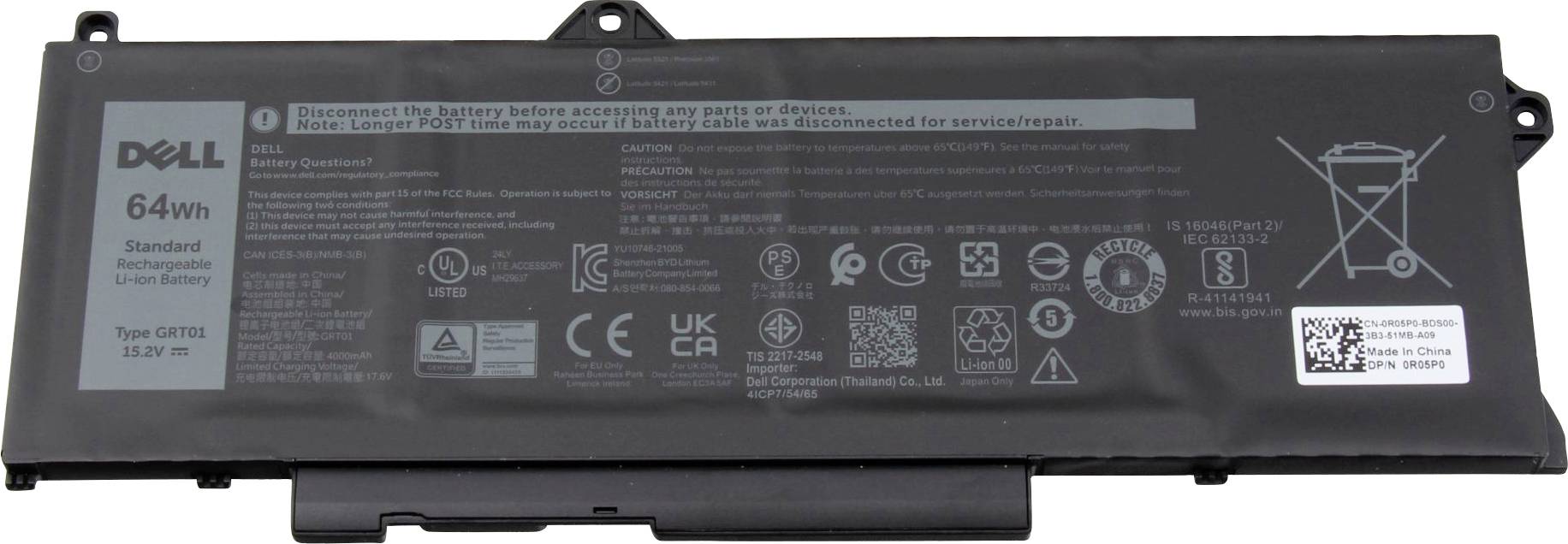 Dell Notebook akku Akku GRT01 15.20 V 4000 mAh Dell
