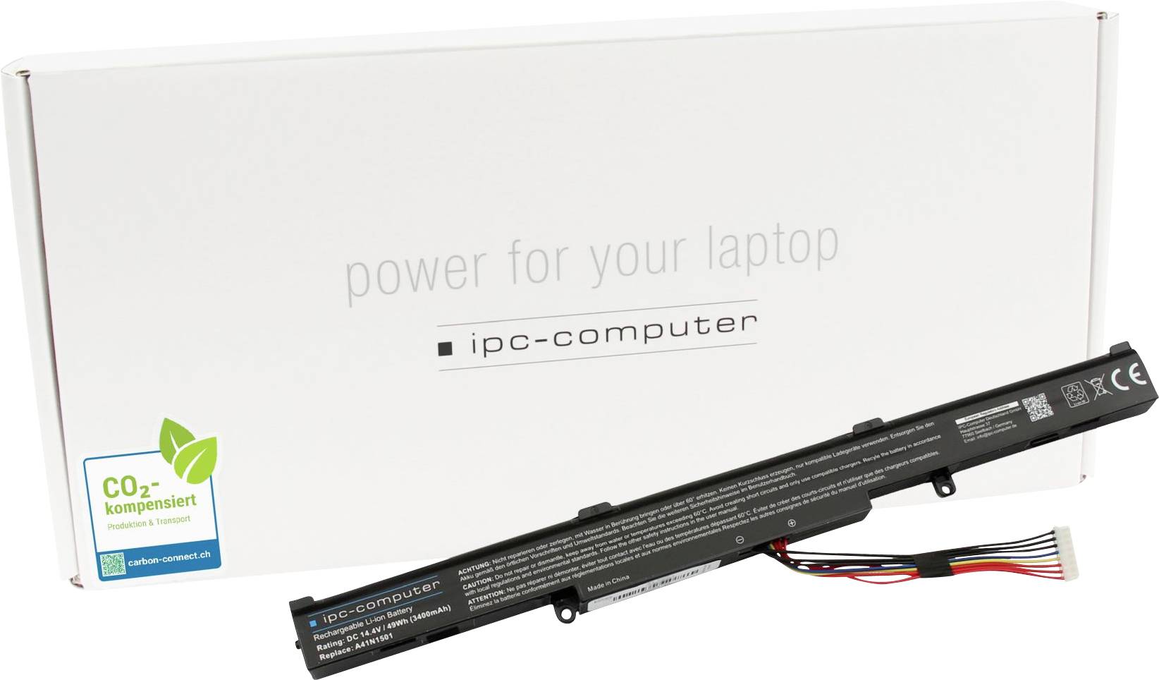 ipc-computer Notebook akku Akku A41N1501 48Wh REPLACE 14.40 V 3400 mAh IPC-Computer