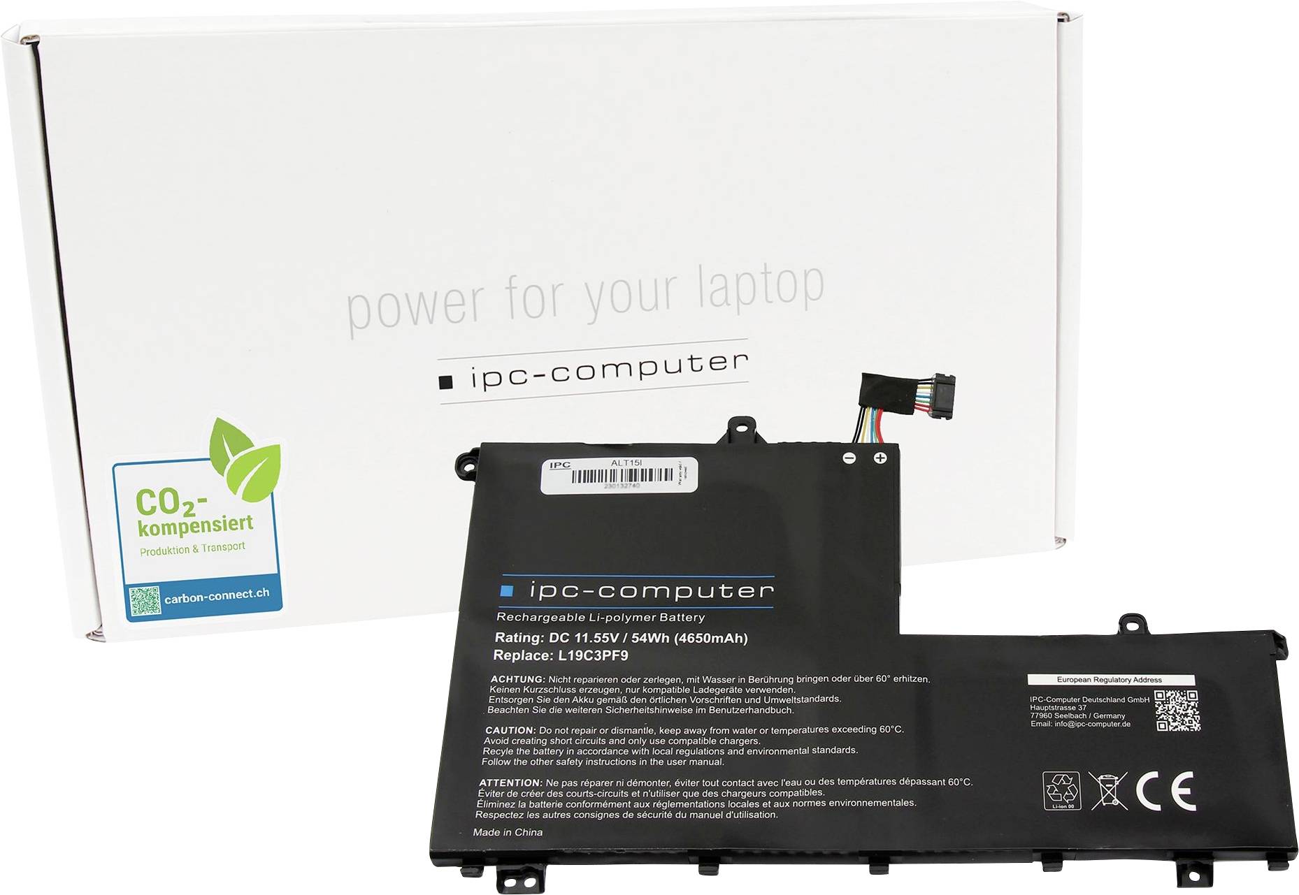 ipc-computer Notebook akku Akku L19C3PF9 REPLACE 11.55 V 4650 mAh IPC-Computer
