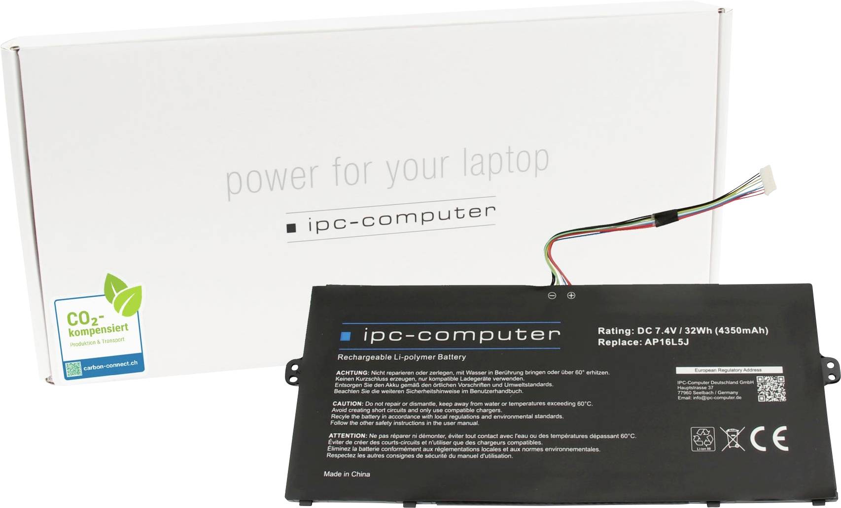 ipc-computer Notebook akku Akku AP16L5J REPLACE 7.40 V 4350 mAh IPC-Computer