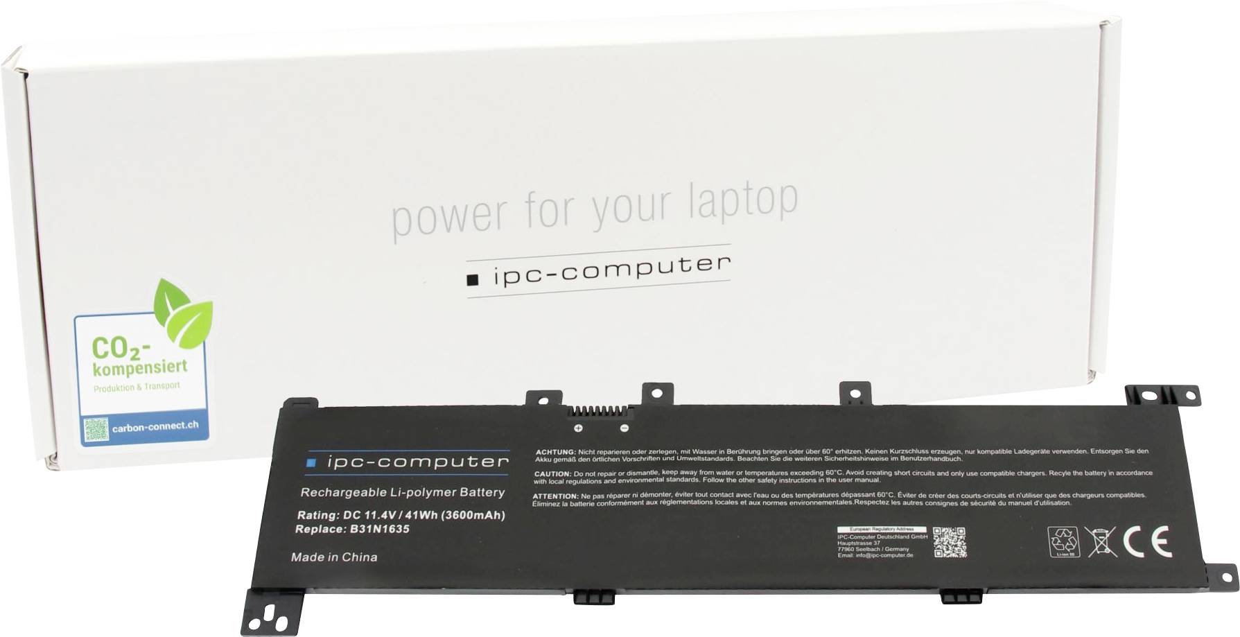 ipc-computer Notebook akku Akku B31N1635 REPLACE 11.40 V 3600 mAh IPC-Computer