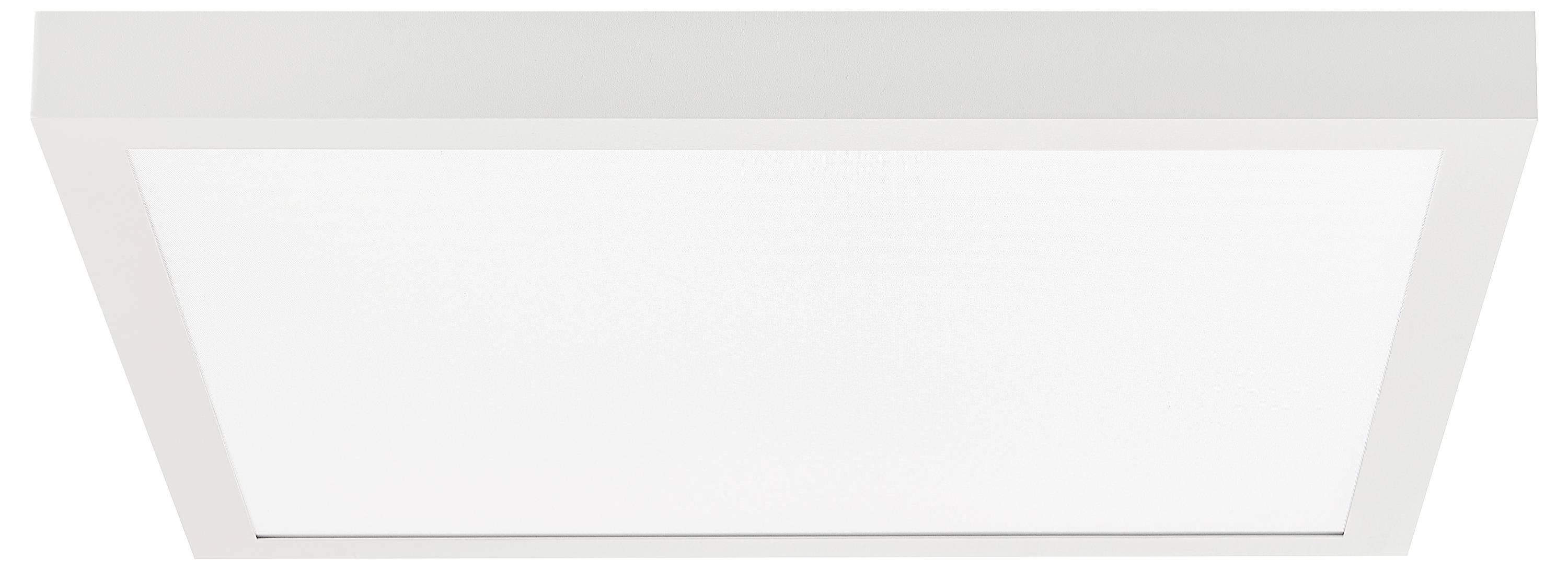 Egy fehér keretű, téglalap alakú, lapos LED-panel, amelyet a mennyezetre szerelnek. Egy helyiség megvilágítására szolgál.
