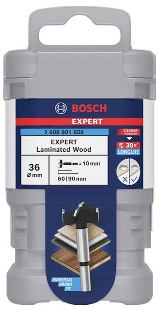 Bosch Expert csomag, laminált fához való marófúró, 36 mm átmérő, 60/90 mm-es nyílásokhoz alkalmas, hosszú élettartamú.