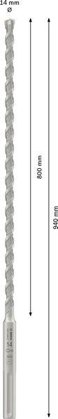 Egy hosszú, ezüstszínű fúrószár, amelynek teljes hossza 940 mm és átmérője 12,6 mm.