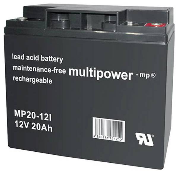 multipower MP20-12I Ólomakku 12 V 20 Ah Ólom-vlies (AGM) (Sz x Ma x Mé) 76 x 167 x 181 mm M5 csavaros csatlakozó Karbantartásmentes, Kis önkisülés