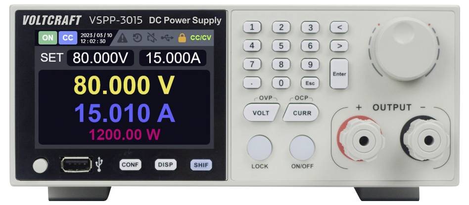 VOLTCRAFT VSPP-3015 19 labortápegység, szabályozható 0 - 150 V/DC 0 - 30 A 3000 W USB, RS-485, LAN Programozható, Távirányítható Kimenetek száma 1 x