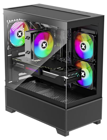 Xilence Beam X218.ARGB Case Bl Midi torony Ház Fekete Oldalsó szélvédő, 3 előretelepített hűtő-0
