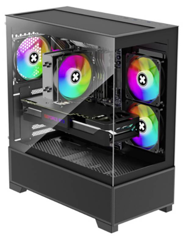 Xilence Beam X218.ARGB Case Bl Midi torony Ház  Fekete Oldalsó szélvédő, 3 előretelepített hűtő