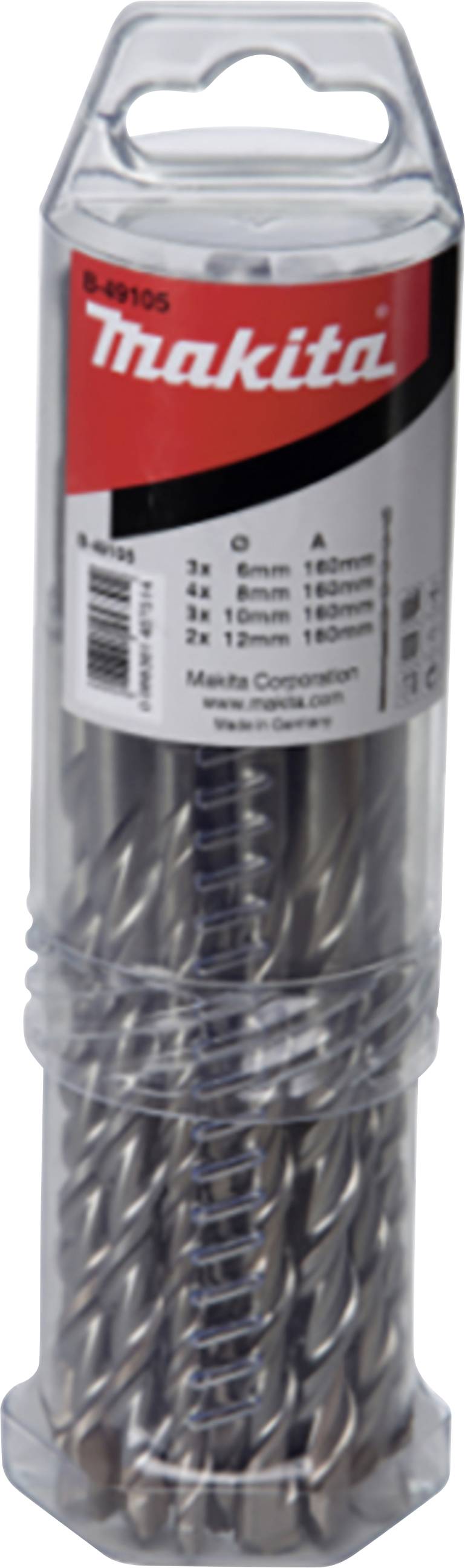 Makita B-49105 Kő spirálfúró készlet 6 mm, 8 mm, 10 mm, 12 mm SDS-Plus 1 készlet