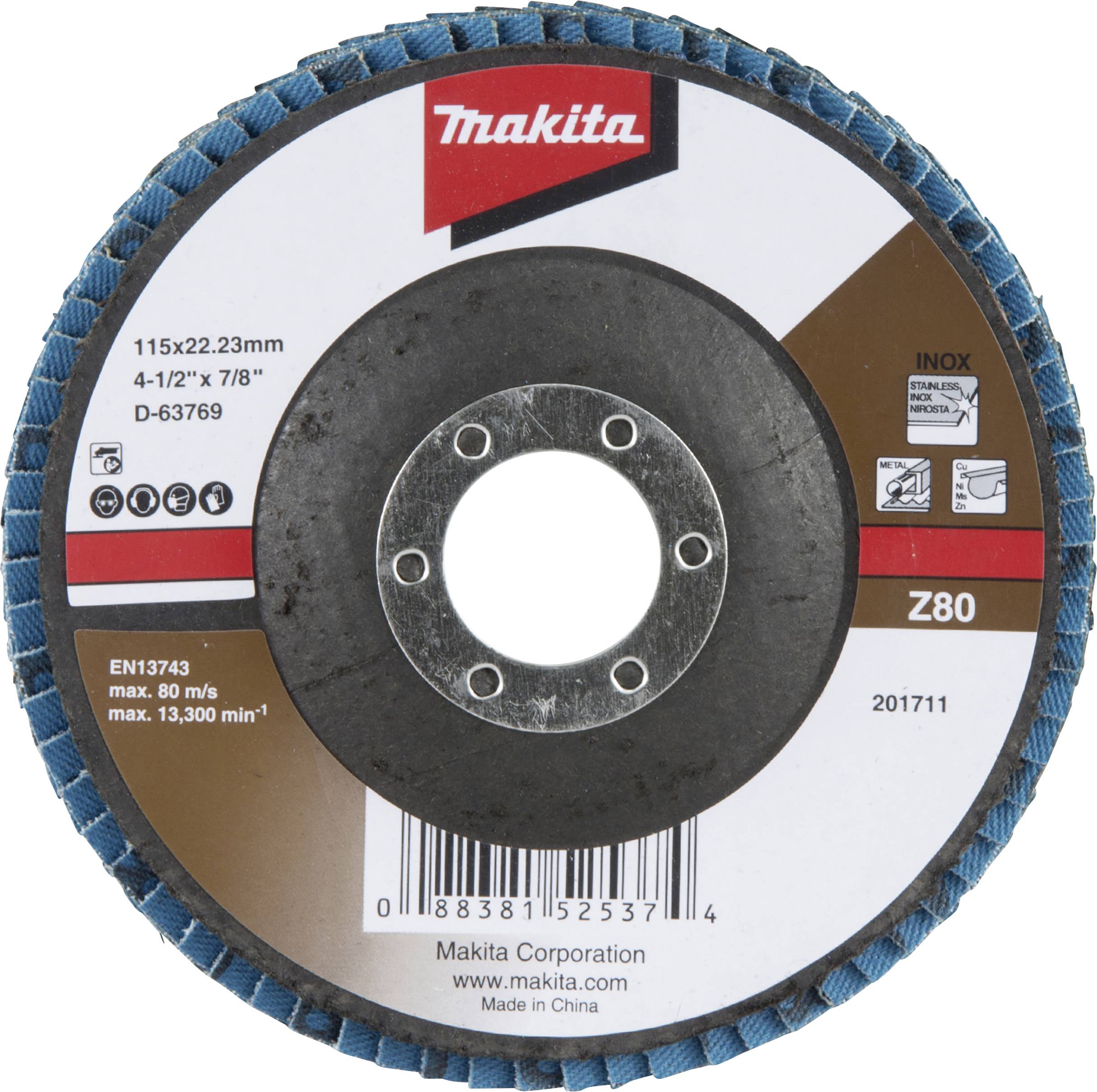 Makita D-63769 Legyezős csiszolókorong Ø 125 mm Szemcsézet=80 1 db